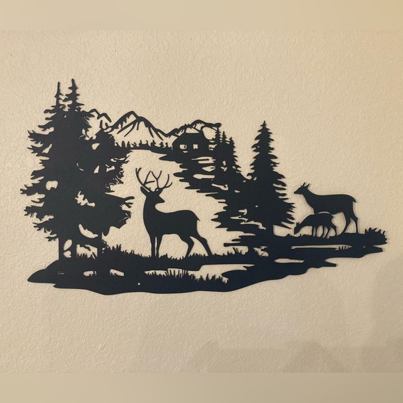 Wall Decor Black Metal Deer Hill Scene Wall Art Decor Poshmark